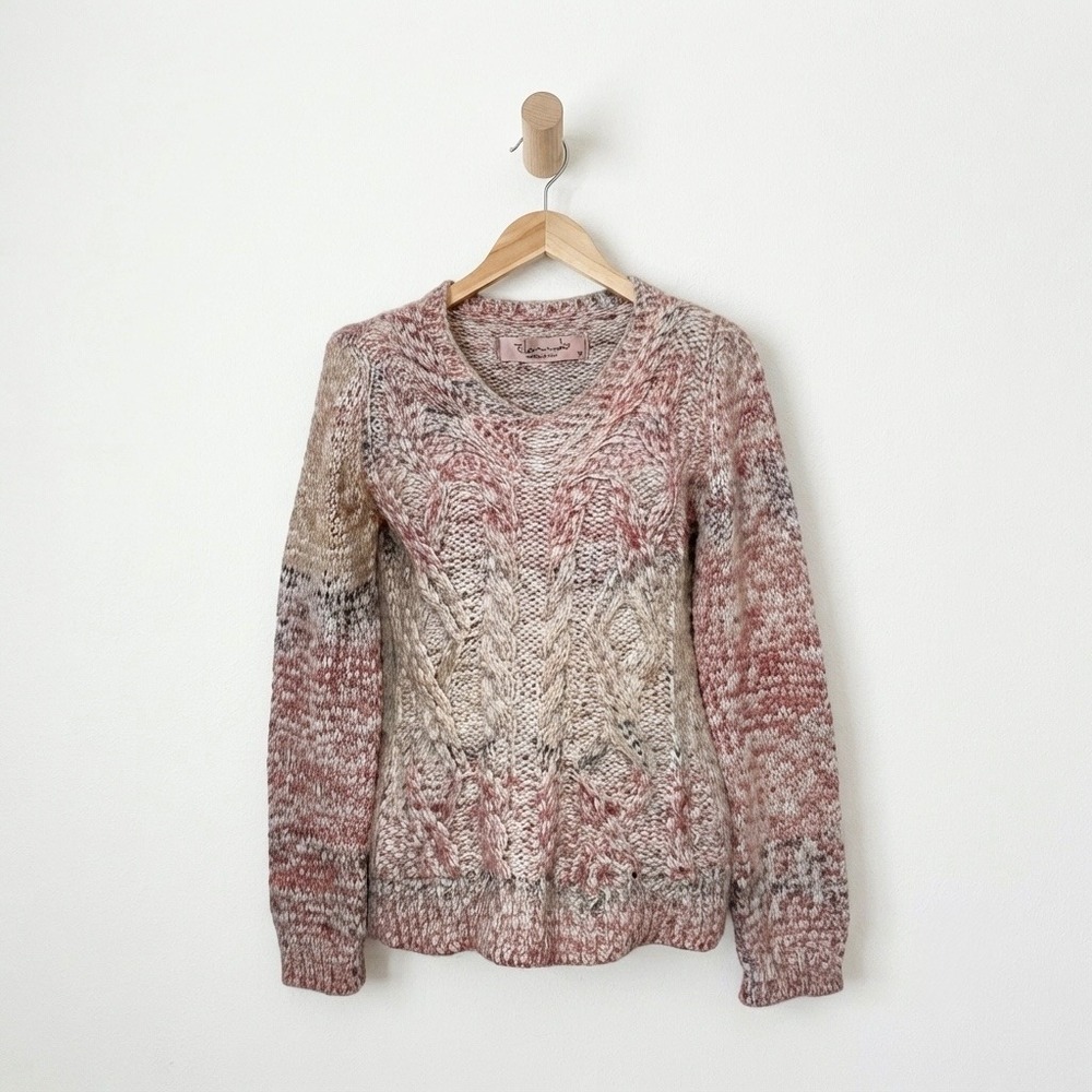 Elsamanda Italian Knit Sweater Alpaca Mohair Wool Blend Earthy Boho Pullover M